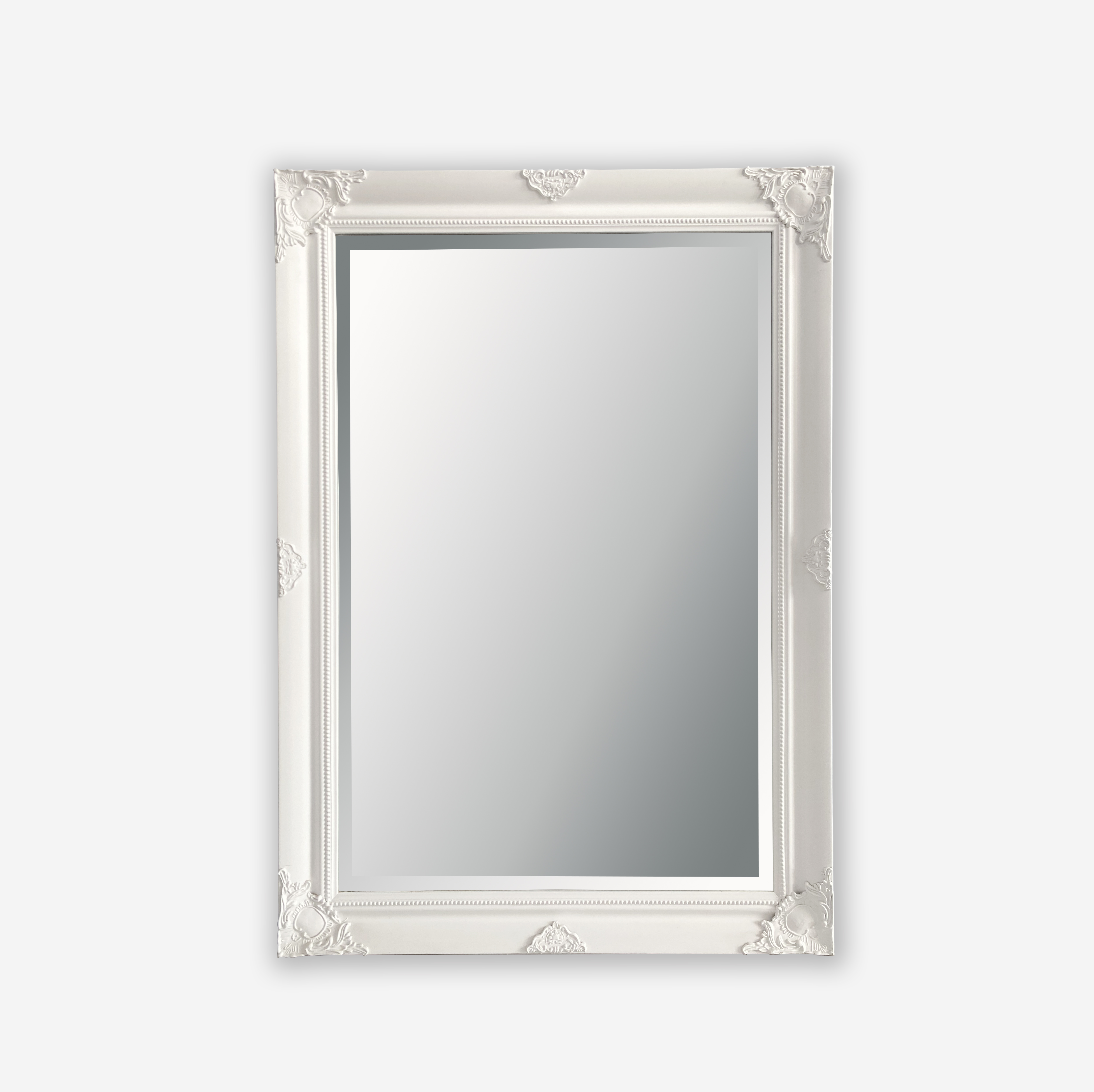large white framed mirror
